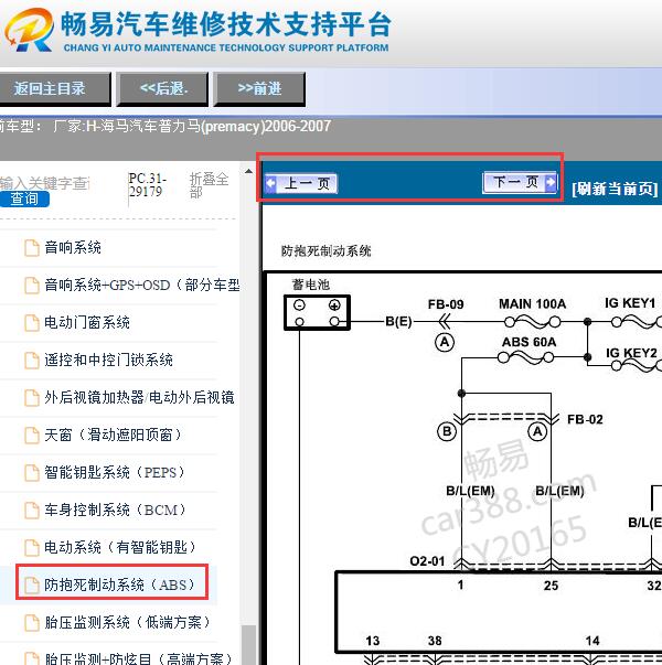 2006-2007年海马普力马(premacy)ABS电路图