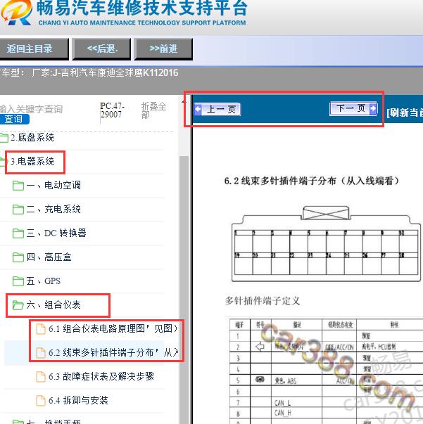 2016年吉利全球鹰K11仪表针脚图