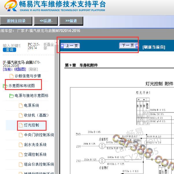 2014-2016年福汽新龙马启腾M70灯光控制电路图