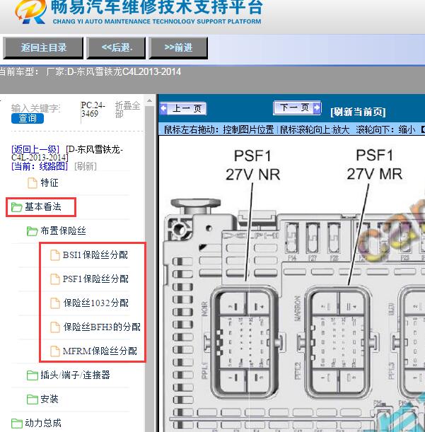2013年雪铁龙C4L保险继电器分配资料