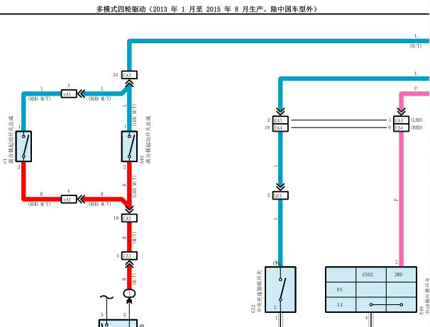2015年丰田酷路泽四驱电路图