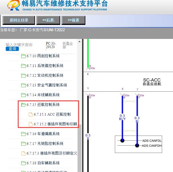 2022年长安汽车-UNI-T自适应巡航电路图