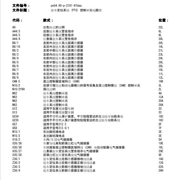 2022年奔驰E260L  驻车电路图