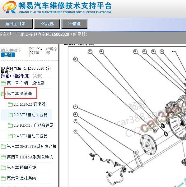 2020年东风风光580红星版变速箱维修手册