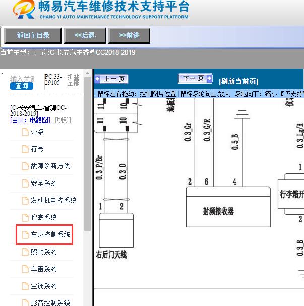2018-2019年长安汽车-睿骋CC射频接收器电路图