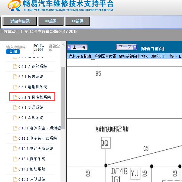 2017-2018年长安汽车-CS95 电动尾门电路图