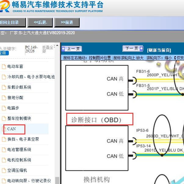 2019-2020年大通EV80诊断接口电路图