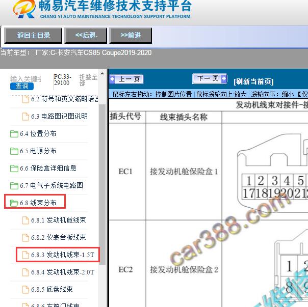 2019-2020年长安汽车-CS85 Coupe发动机针脚图