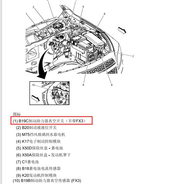2013年雪佛兰迈锐宝制动助力真空开关安装位置