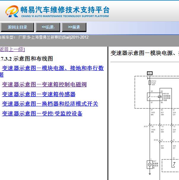 2012年雪佛兰赛欧变速箱电路图