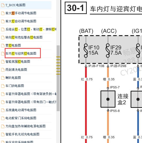 2020年广汽传祺GS8车内灯电路图