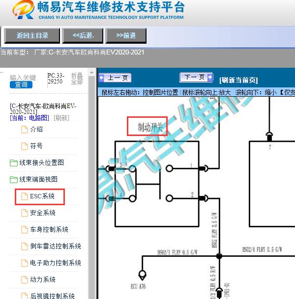 2020-2021年长安汽车-欧尚科尚EV制动开关电路图