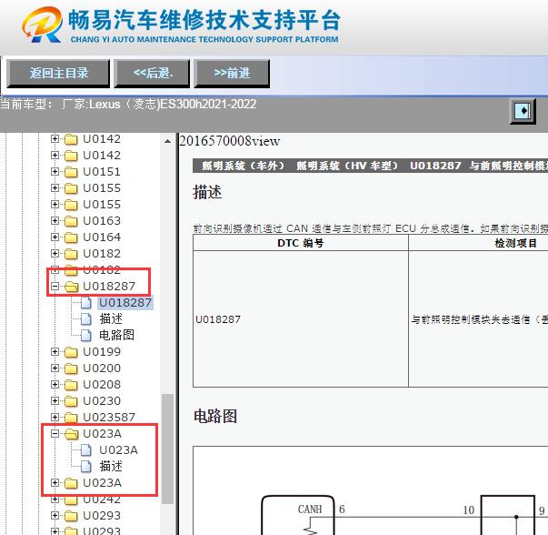 2021-2022年雷克萨斯ES300h  U023A和U018287故障码
