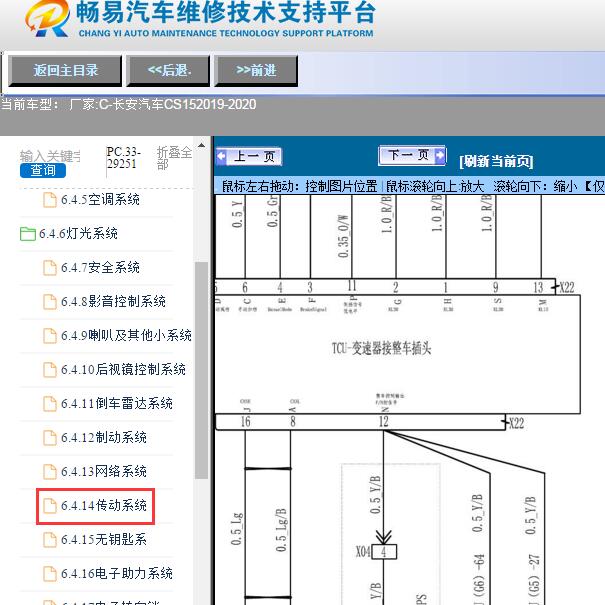 2019-2020年长安汽车-CS15变速箱电路图