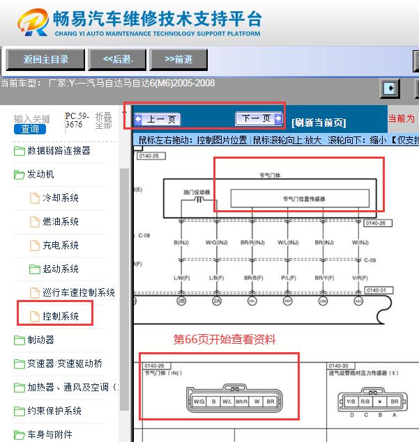 2008年马自达M6  节气门针脚和电路图