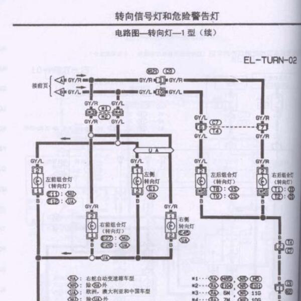 日产锐骐转向灯电路图