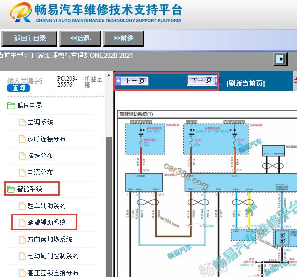2021-2022年理想ONE驾驶辅助系统电路图