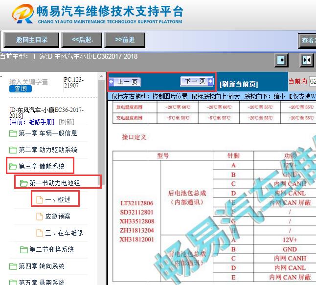 2017-2018年东风小康EC36动力电池针脚说明