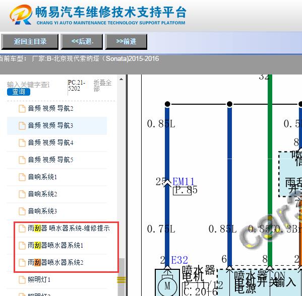 2015年现代索纳塔雨刮电路图