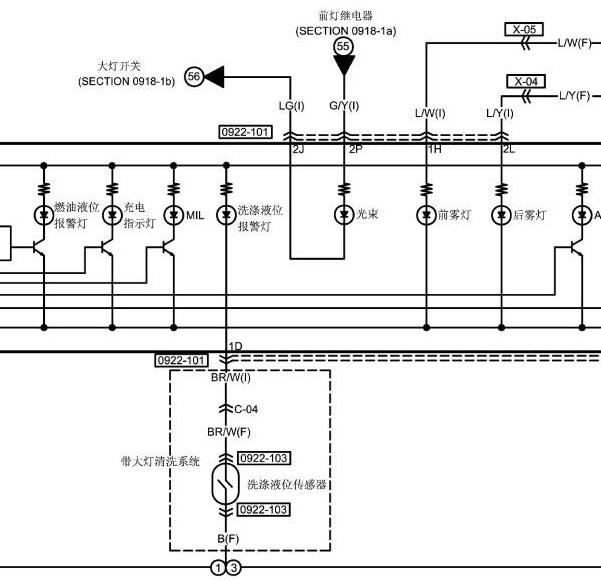 2006-2010年奔腾B70仪表小灯电路图