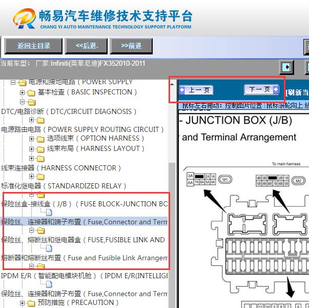 2011年英菲尼迪 FX35  保险丝继电器位置资料