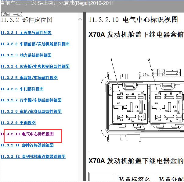 2010年别克君威保险丝位置与说明