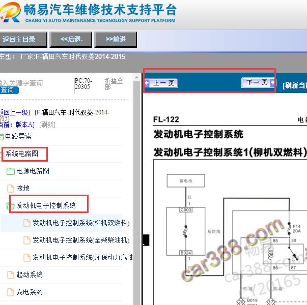 2014-2015年福田时代驭菱发动机电路图