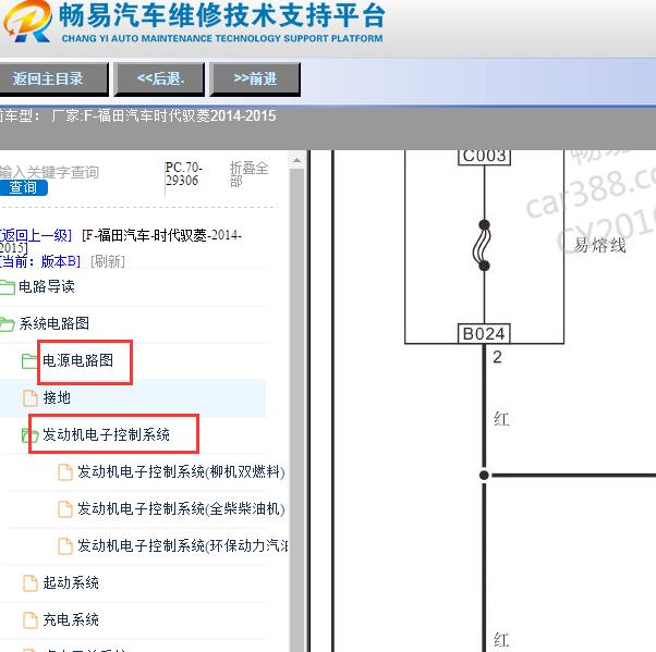 2014-2015年福田时代驭菱发动机和保险电路图
