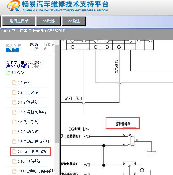 2017年长安汽车CS35空档传感器电路图