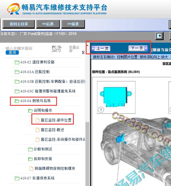 2018年福特F150  盲点监测模块位置
