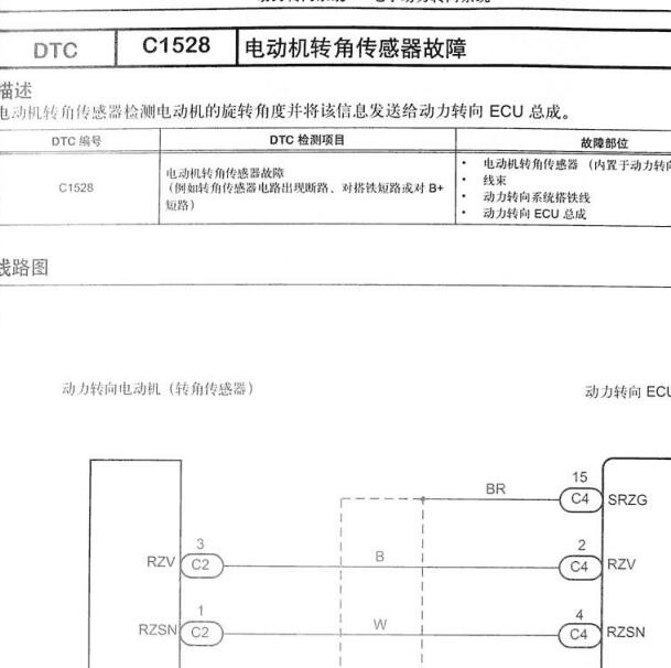 丰田锐志C1528故障码资料
