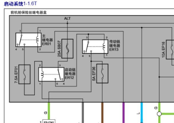 2018年东风风行T5起动机继电器电路图