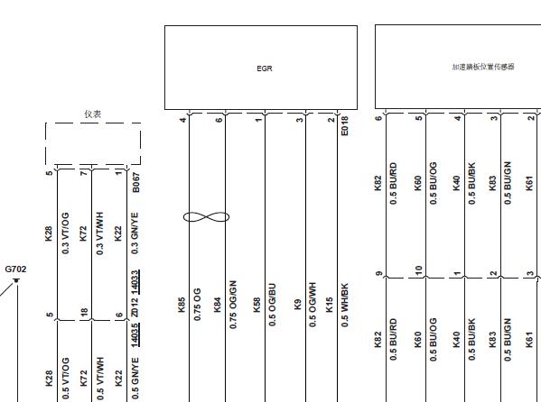 江铃凯锐800 4D30发动机废气循环阀电路图