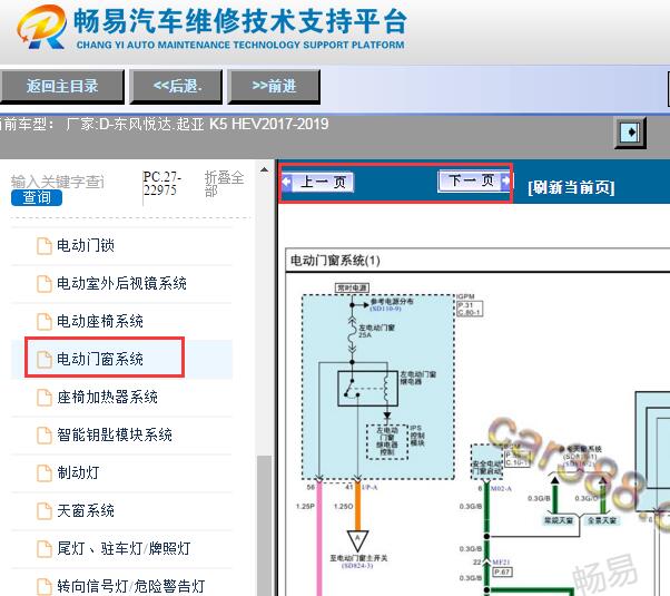 2017-2018年东风悦达起亚K5 PHEV车窗电路图