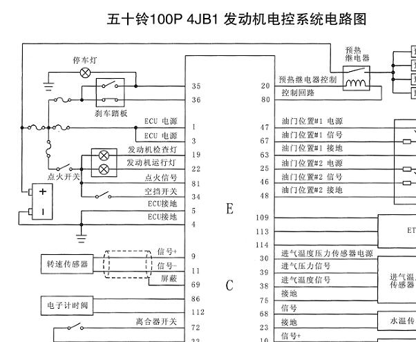 五十铃4JB1发动机电路图