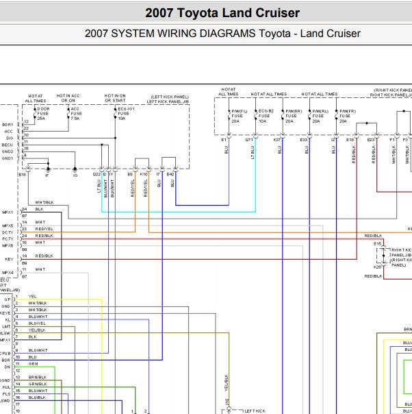 2007年丰田酷路泽车窗升降电路图