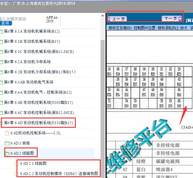 2013-2014年五菱荣光发动机针脚图