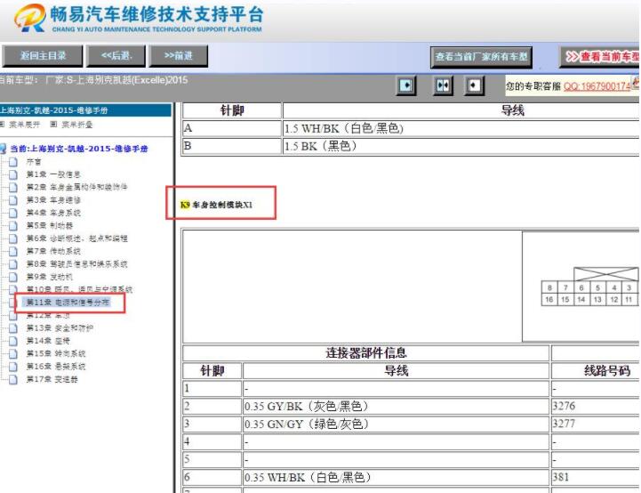 2015年别克凯越车身电脑针脚资料