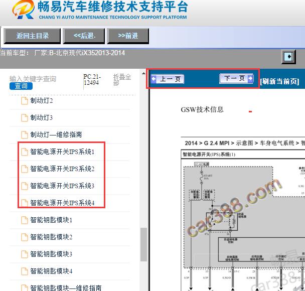 2013-2014年现代IX35室内接线盒电路图