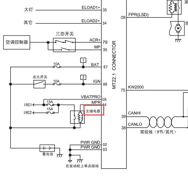 金杯海狮2.0主继电器电路图