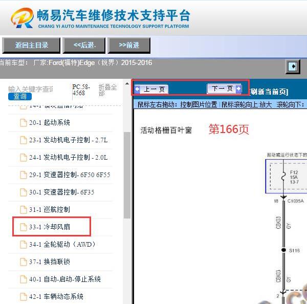 2016年福特锐界进气格栅电路图