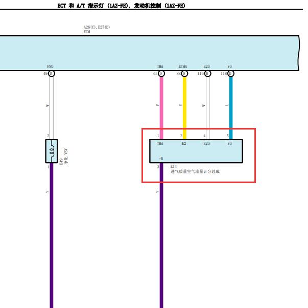 丰田RAV4 1AZ发动机空气质量传感器电路图