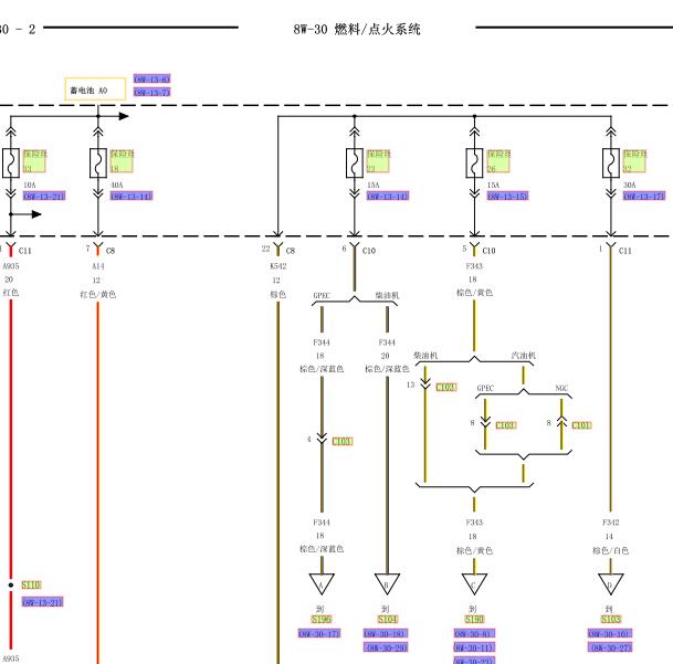 2008年克莱勒斯铂锐 2.0发动机电路图