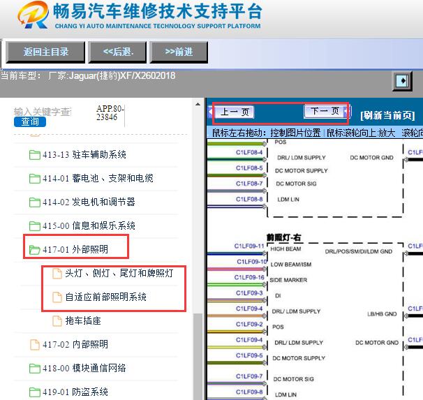 2018年捷豹XF大灯电路图