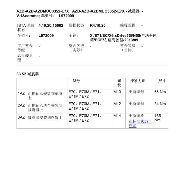 2014年宝马X6 减震器扭矩.