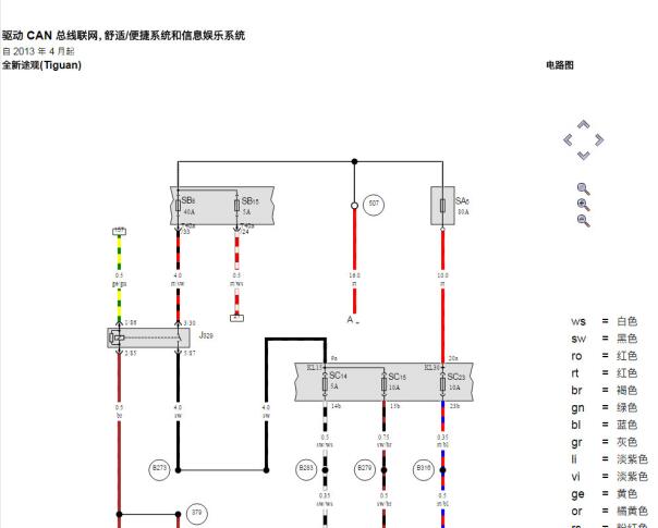 2016年大众途观网络通讯电路图和发动机针脚