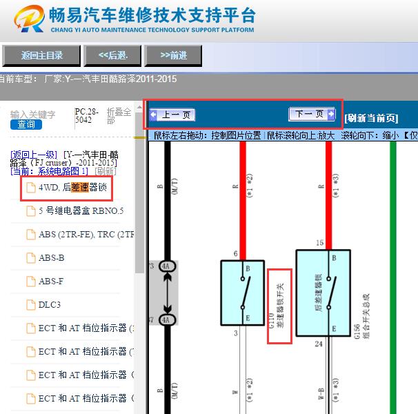 2012年丰田酷路泽差速锁开关电路图