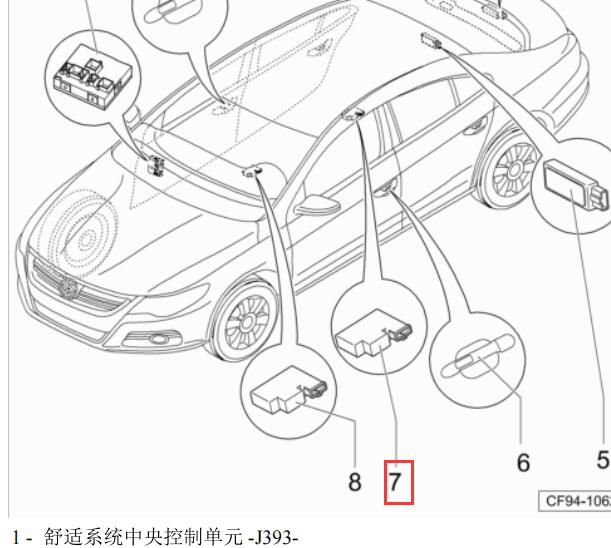 2012年大众CC进入及启动许可天线位置