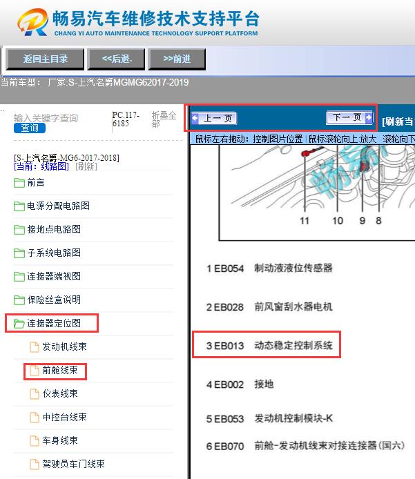 2017年名爵MG6  EB013位置资料