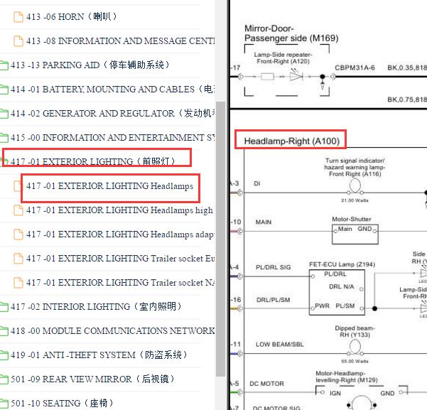 2012年路虎揽胜极光右侧大灯电路图